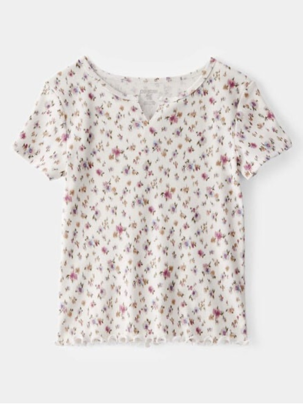 Oshkosh B’gosh Ribbed White Floral Short Sleeve Tee